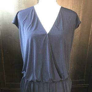 BCBG Romper. Dark Navy Blue. Shorts with pockets. Snap front and keyhole back.